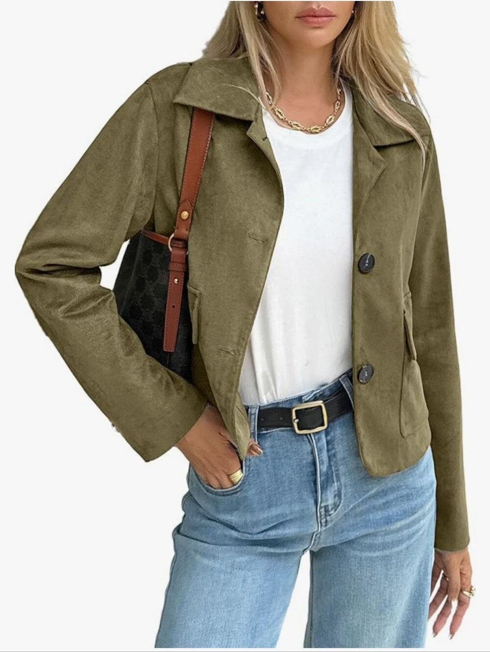 Green Suede Cropped Jacket